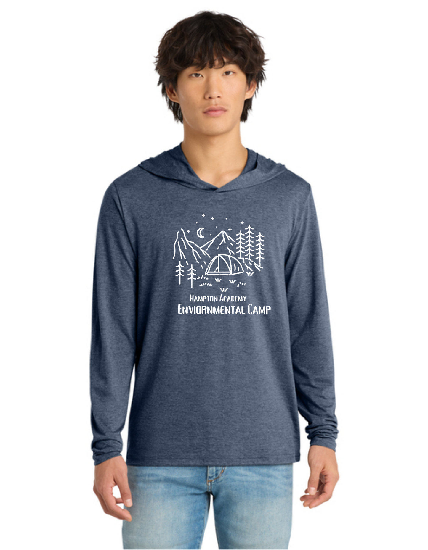 Environmental Camp Starry Night Light Long Sleeve Hooded Tee