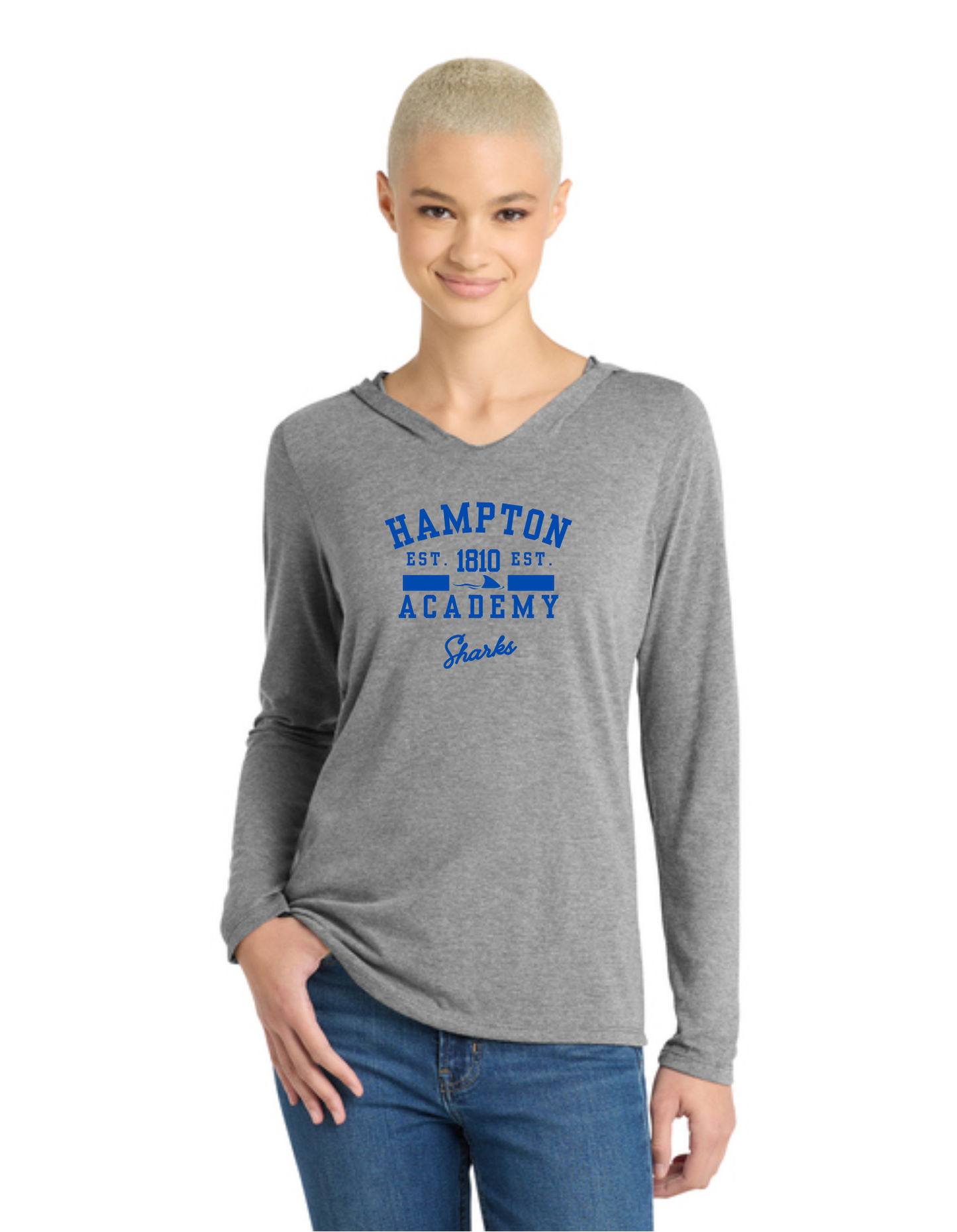Hampton Academy Varsity Light Long Sleeve Hooded Tee