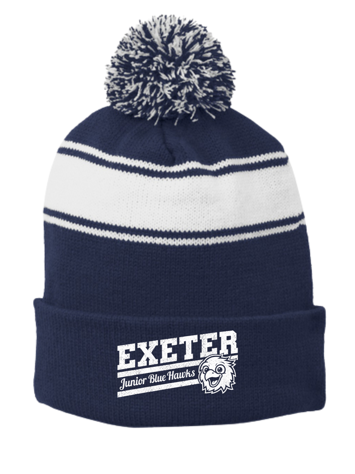 Vintage Navy Stripe Pom Pom Beanie