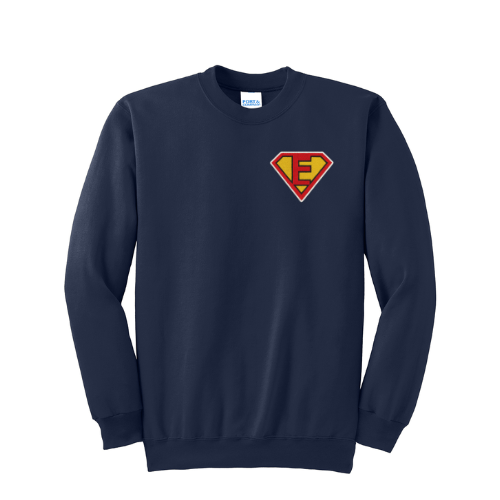 Super Evan Navy Crewneck Sweatshirt Embroidered Unisex
