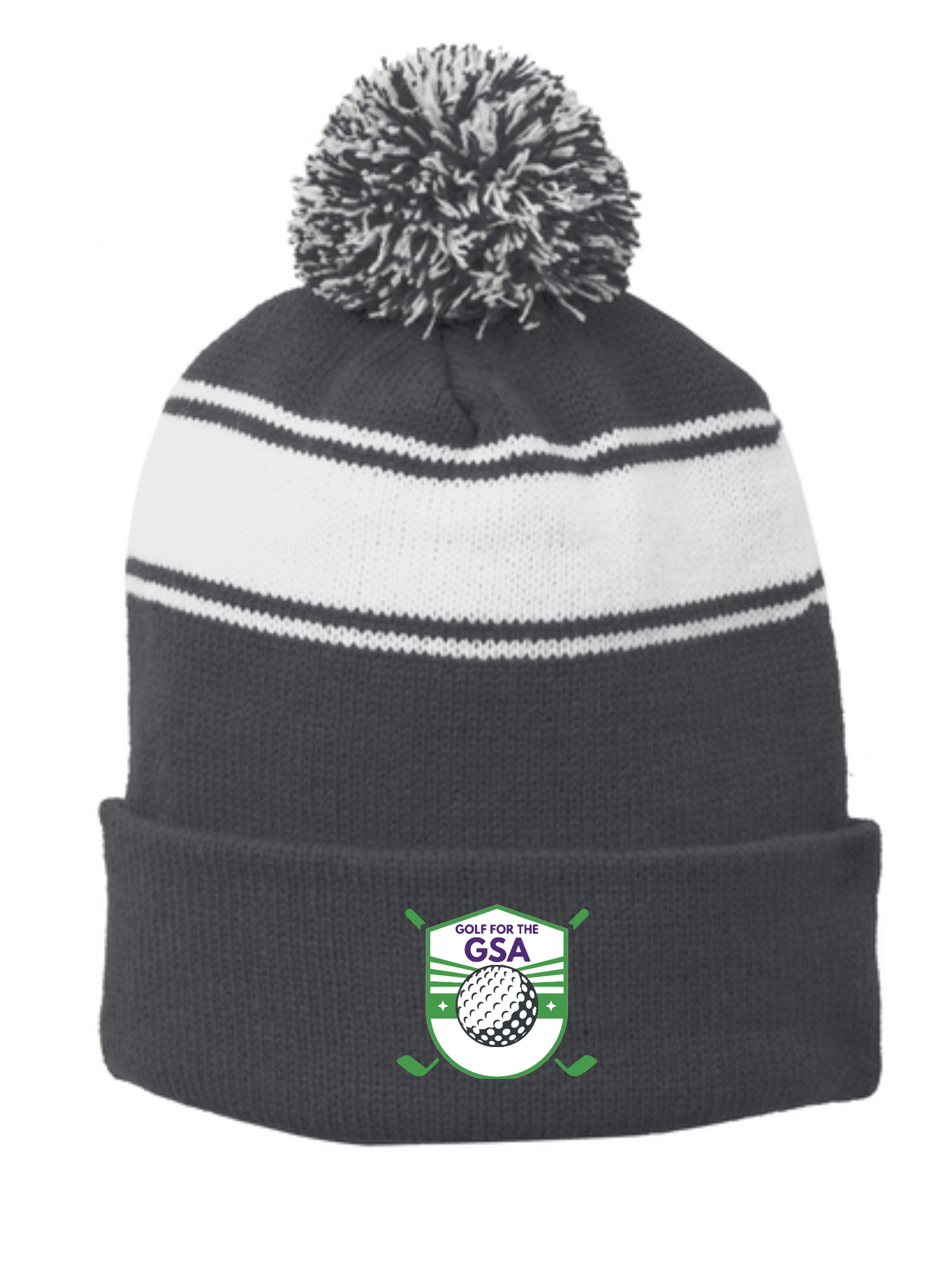 Sport-Tek® Stripe Pom Pom Beanie