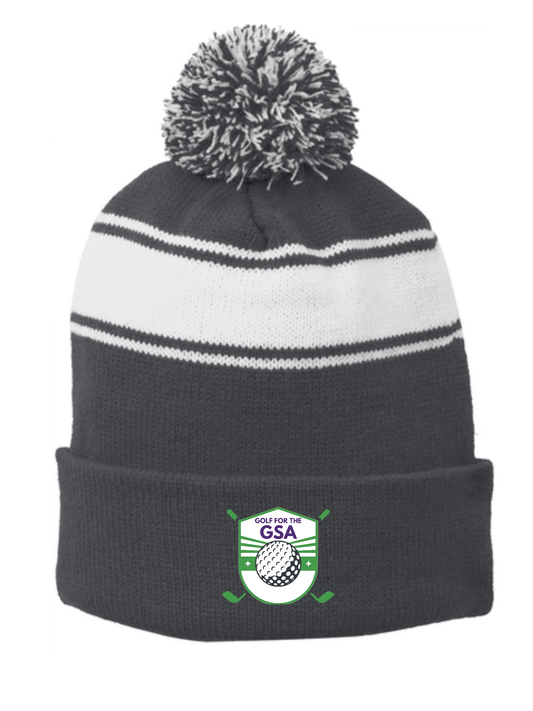 Sport-Tek® Stripe Pom Pom Beanie